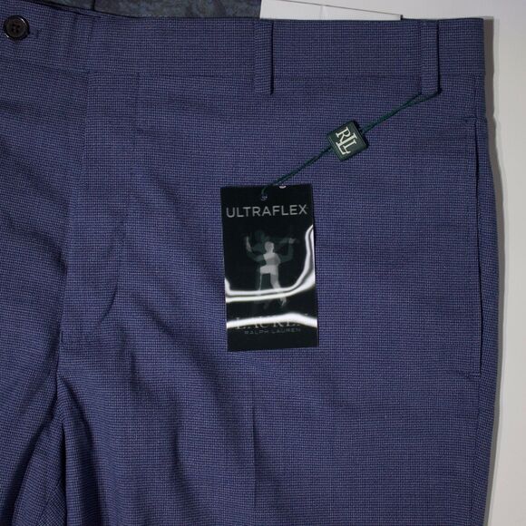 NWT $95 Ralph Lauren Norton Ultraflex Blue Check Flat Front Pants Men 38x30 (B1) - Picture 6 of 9